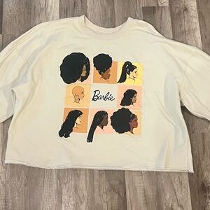 Barbie Cream Cropped Pullover Sweatshirt
